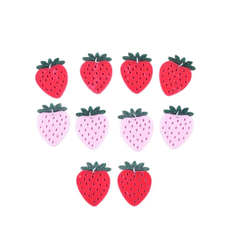 Creative style 50pcs/lot color pattern print cartoon strawberry shape acrylic beads diy jewelry garment hair accessory