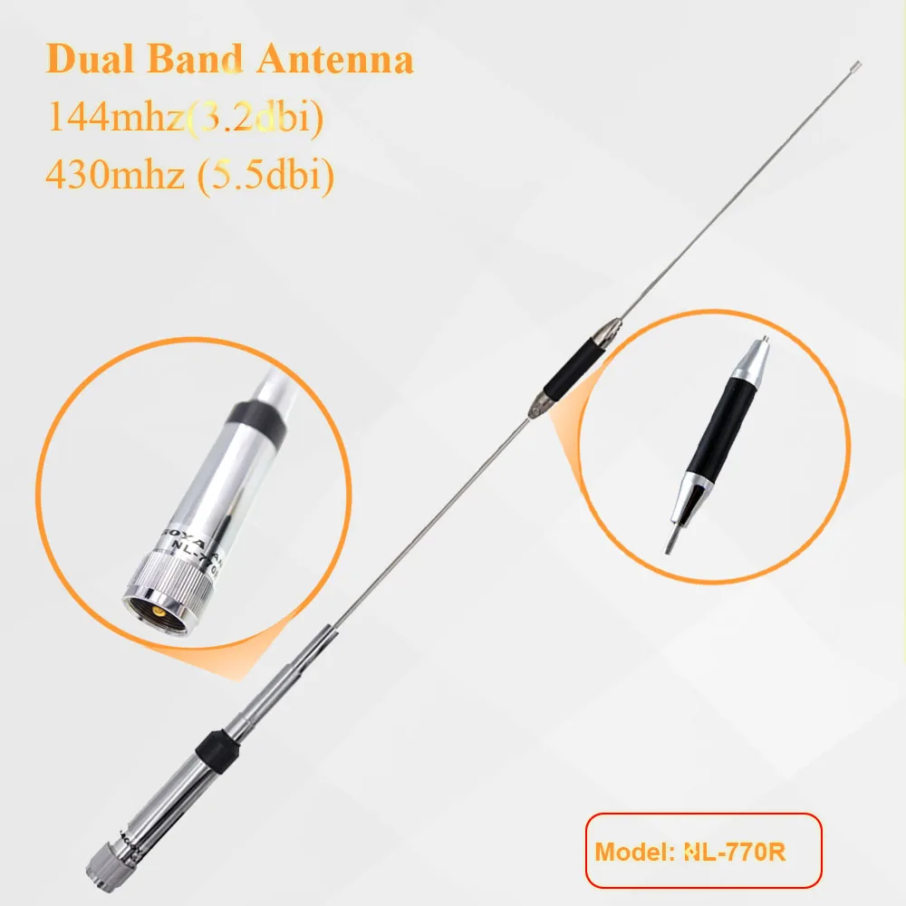Antena Nagoya NL-770R 144/430MHz 3.0/5.5 DBi o wysokim wzmocnieniu, przeznaczona do radiotelefonów samochodowych FT-8800R i FT-2800M. — zdjęcie produktu 5