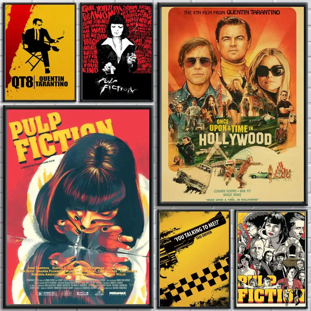 P-Pulp Fiction Movies Quentin Poster Painting Prints Wall Art Picture Film Room Home Bar Cafe Decor Home  Mural