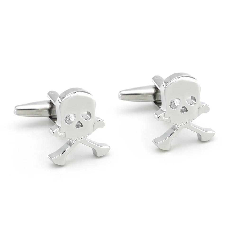 Skull Design Human Skeleton Cufflinks Quality Brass Material Silver Color Cuff Links Wholesale & Retail