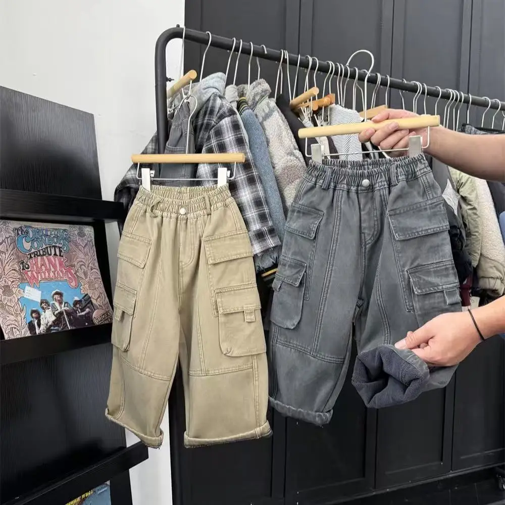 

2025 New 2-7Y Children Jeans Boys Denim Pants Mid Waist Girls Trousers Fashion Kids Plaid Pants