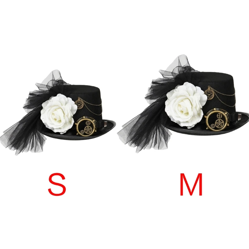 

New Black Gear Top Hat Stylish Headpiece Men and Women in Steampunk and Fashion
