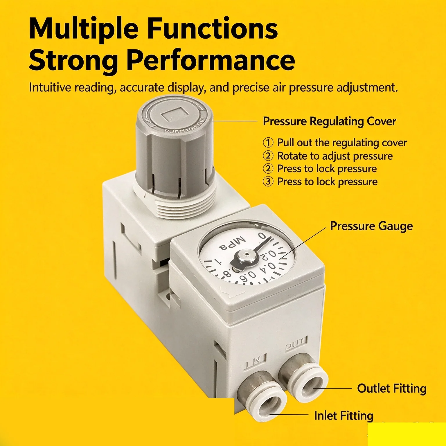 Compact Manifold‑mounted Relief‑type Pressure Reducing Valve Micro Pneumatic Regulating Valve ARM10‑10F2‑06‑08‑18‑20BG
