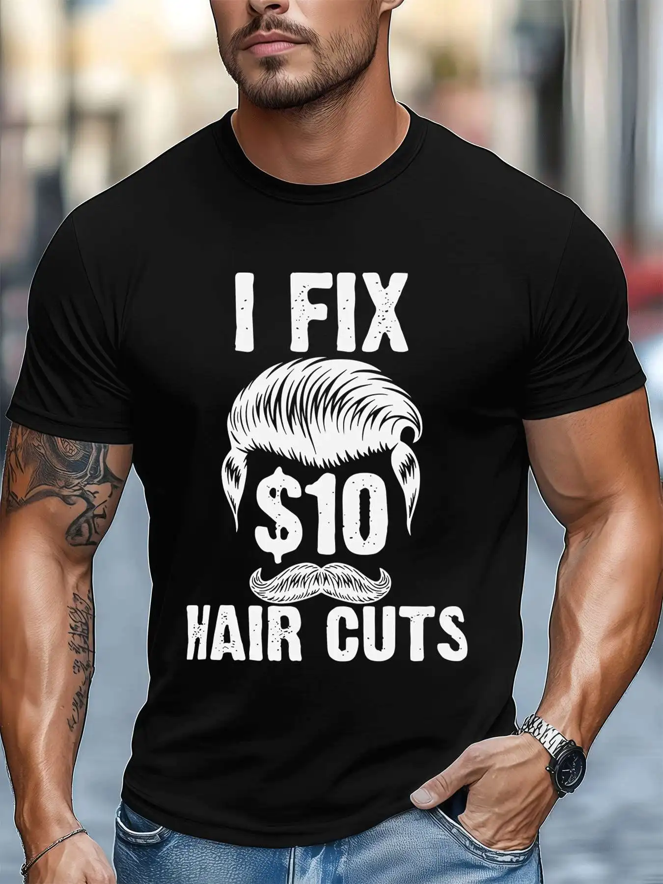 

$10 Haircut Barber Funny Men's 220gsm New Summer Casual Crew Neck Pure Cotton Short-Sleeved T-Shirt