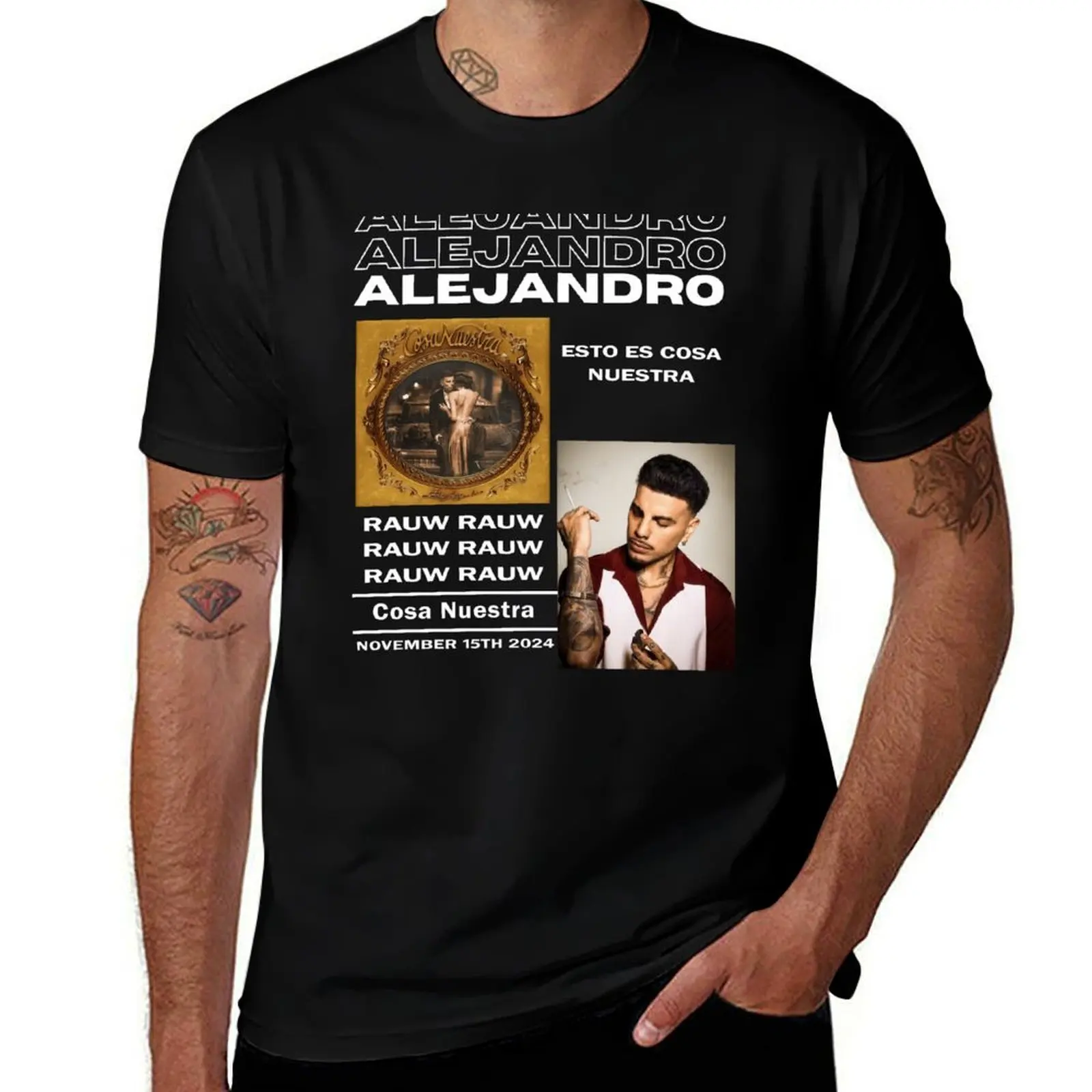 Rauw Alejandro Retro T-Shirt Work Short Sleeve Cotton Top T-Shirt