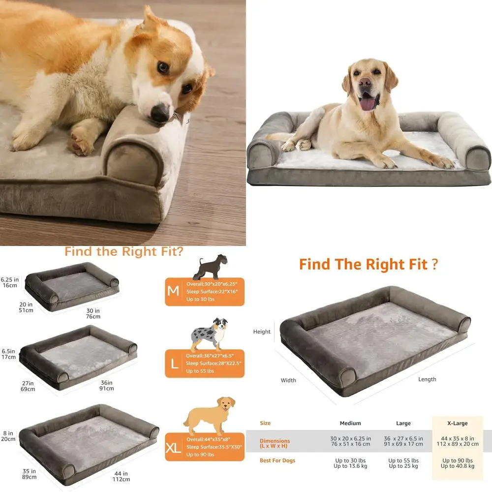 

Extra Large Cooling Gel Memory Foam Dog Bed, Pressure Relief, Non-Slip, Washable Cover, Fits Dogs up to 90lbs, Taupe