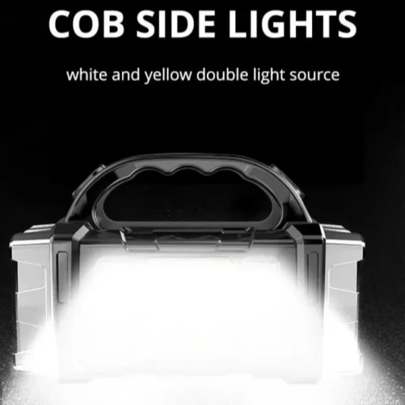 New Upgrade Rechargeable High Power Solar LED COB Flashlight With Power Bank Waterproof Multifunctional Hand Lamp For Outdoor