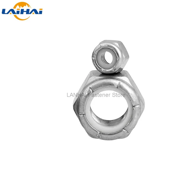 UNF 10# 1/4 5/16 3/8 7/16 1/2 304 A2-70 Stainless Steel UK US Fine Thread Hex Nylon Insert Lock Nut Self-locking Nylock Locknut