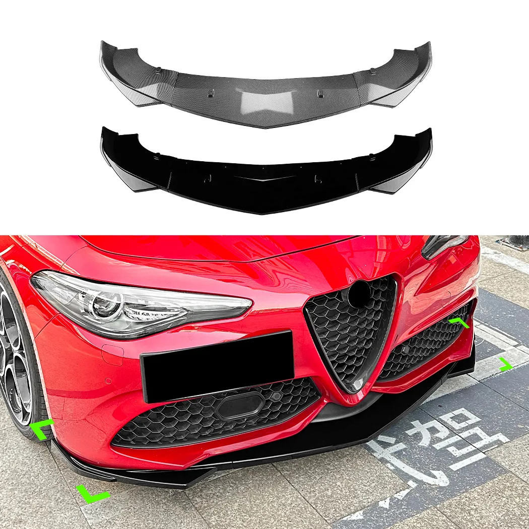 2015-2025 Modified Black Painted Carbon Fiber Style Accessories stoving varnish Car Front Shovel Lip For Alfa Giulia