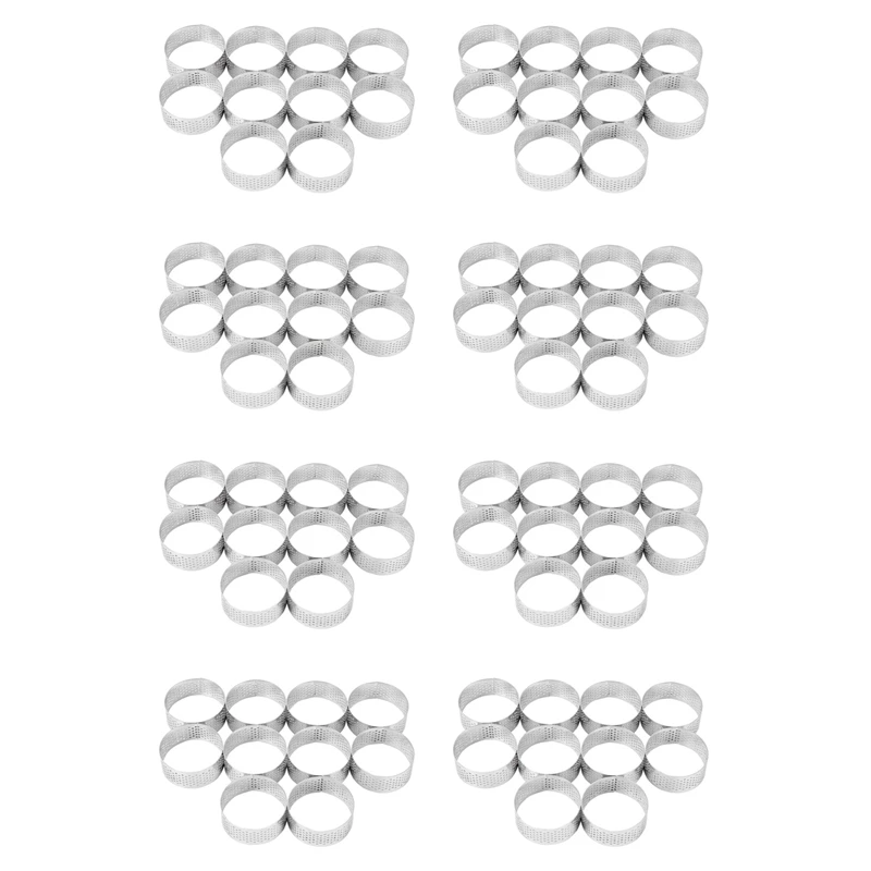 80 Pack 5Cm Stainless Steel Tart Ring, Heat-Resistant Perforated Cake Mousse Ring, Round Ring Baking Doughnut Tools