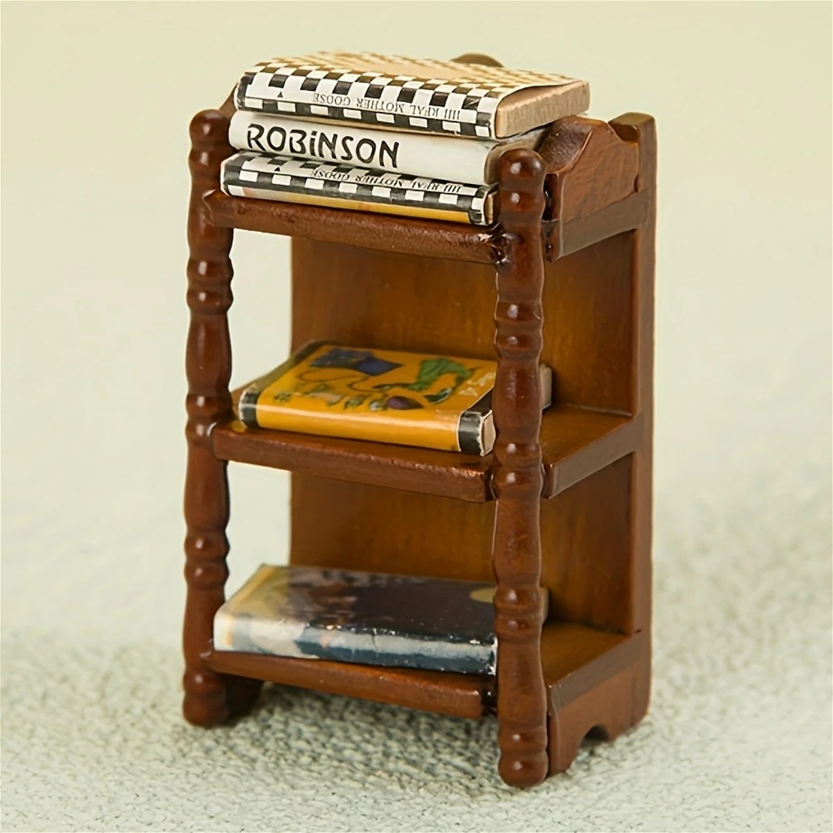 1 قطعة دمية مصغرة خشبية السرير الجرف نموذج تخزين الرف البني الرف نموذج للمنزل والمكتب ديكور حلية اكسسوارات
