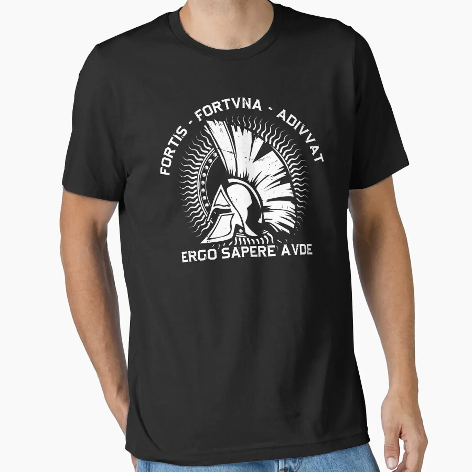 Fortis Fortuna Adiuvat Ergo Sapere Aude Latin Philosophy Essential T Shirt vintage Washed streetwear Top For Everyday Wear