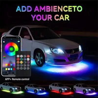 Luz LED de neón 4 en 1 RGB para coche, luz inferior RGB, tira de luces LED Flexible para debajo de la carrocería, lámpara decorativa con Control por aplicación remota