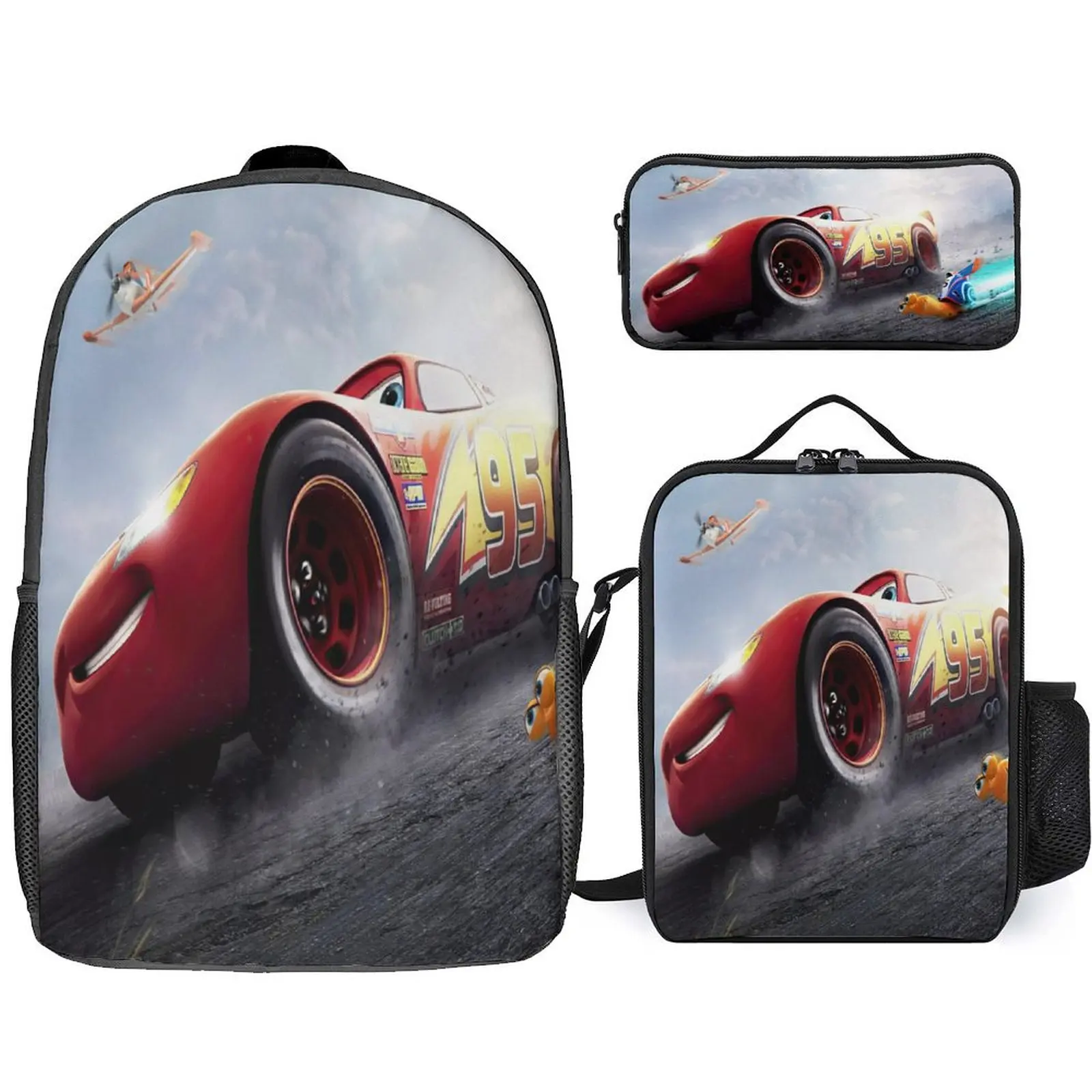 

Little Boy Girl Fashion Cars Backpack with Shoulder Bag Pencil Case,Lightweight Book Bag Classic Daypack for School
