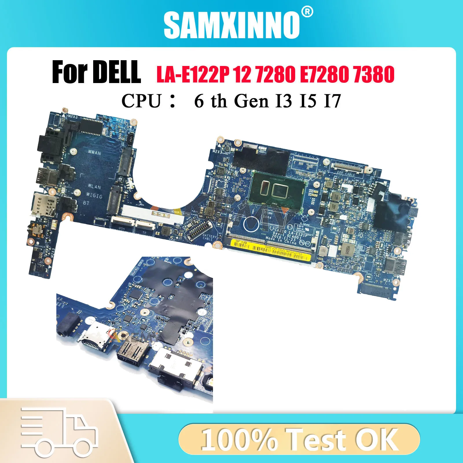 LA-E122P LA-E121P Laptop Motherboard For Dell Latitude E7280 7280 Mainboard 0Y044T 0R5YF6 0HP2CR 0NYJY5 I5 I7 6/7th 100% tested