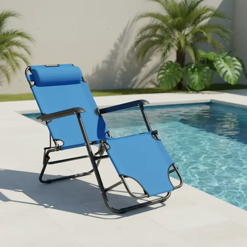 for Zero Gravity Reclining Foldable Camping Lounge Chair with Footrest Durable Steel Fabric Outdoor Beach Courtyard Hospital