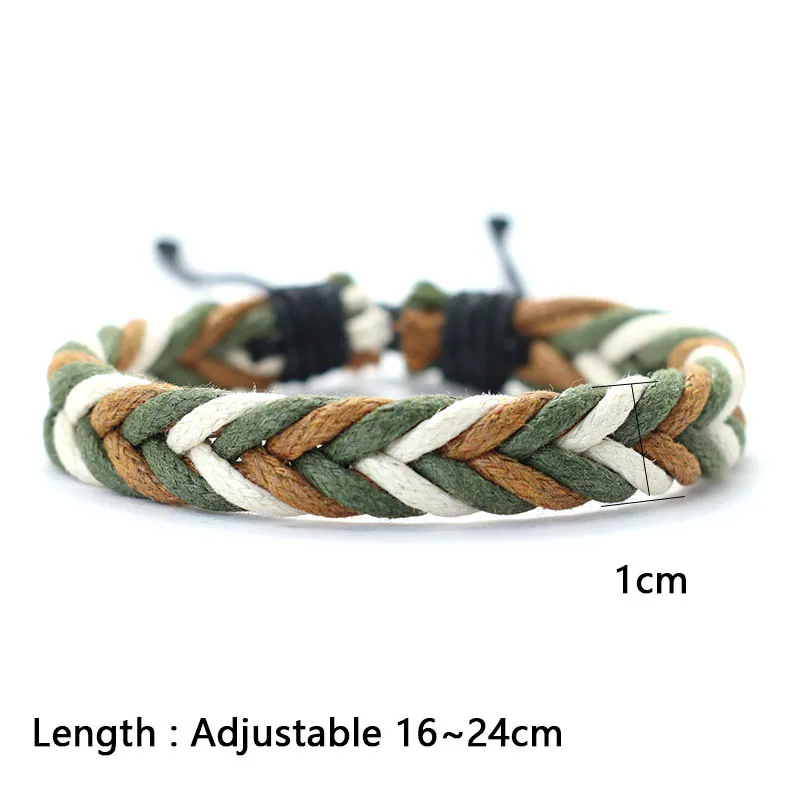 Men's Braided Rope Bracelet Adjustable Handmade Woven Cord