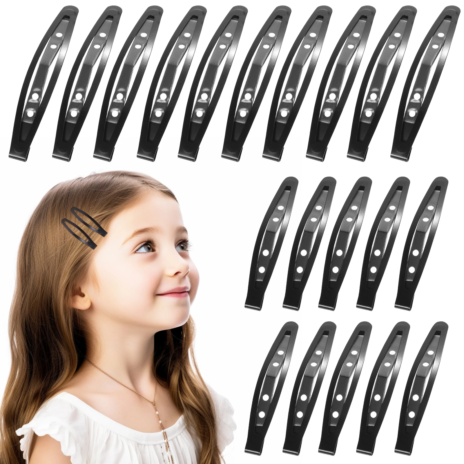 

20 Pcs Nonslip Silicone Coated Hair Clips Medium 10 Large 10 Metal Snap for Women Styling Tools Bulk Barrettes