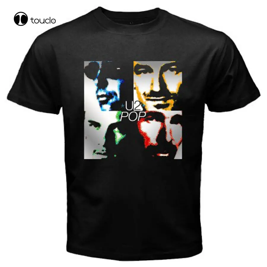 New U2 Pop Bono Band Logo maglietta nera da uomo taglia S a 3Xl 100 cotone Custom Aldult Teen T-Shirt con stampa digitale Unisex