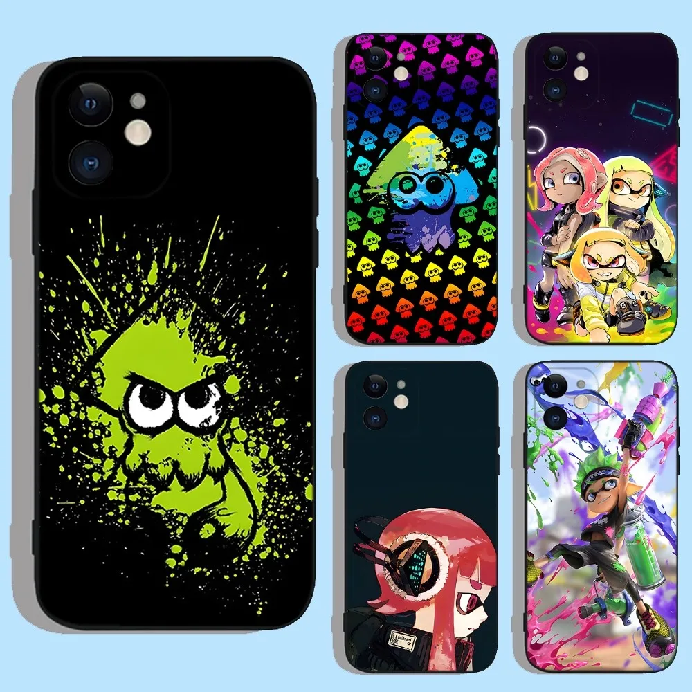 Game S-Splatoon 2 3 Phone Case For Apple iPhone 15,14,13,12,11,XS,XR,X,8,7,Pro,Max,Plus,mini Silicone Black Cover