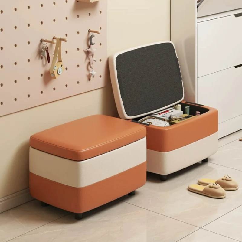Solid Wood Storage Stool, Seatable Storage Box Bench, Sofa Stool & Entryway Shoe Changing Stool for Home Living Room Indoor Use