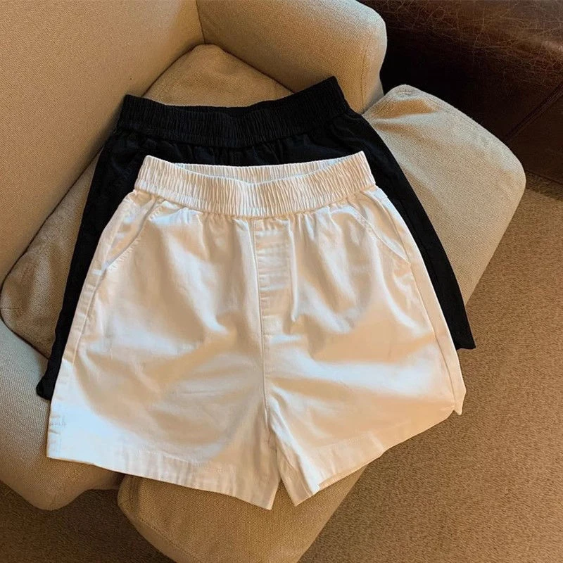 High Waist Cotton Shorts Women Summer Korean Loose Casual Wide Leg Shorts Female Fashion Simple Pure All Match Jogging Shorts