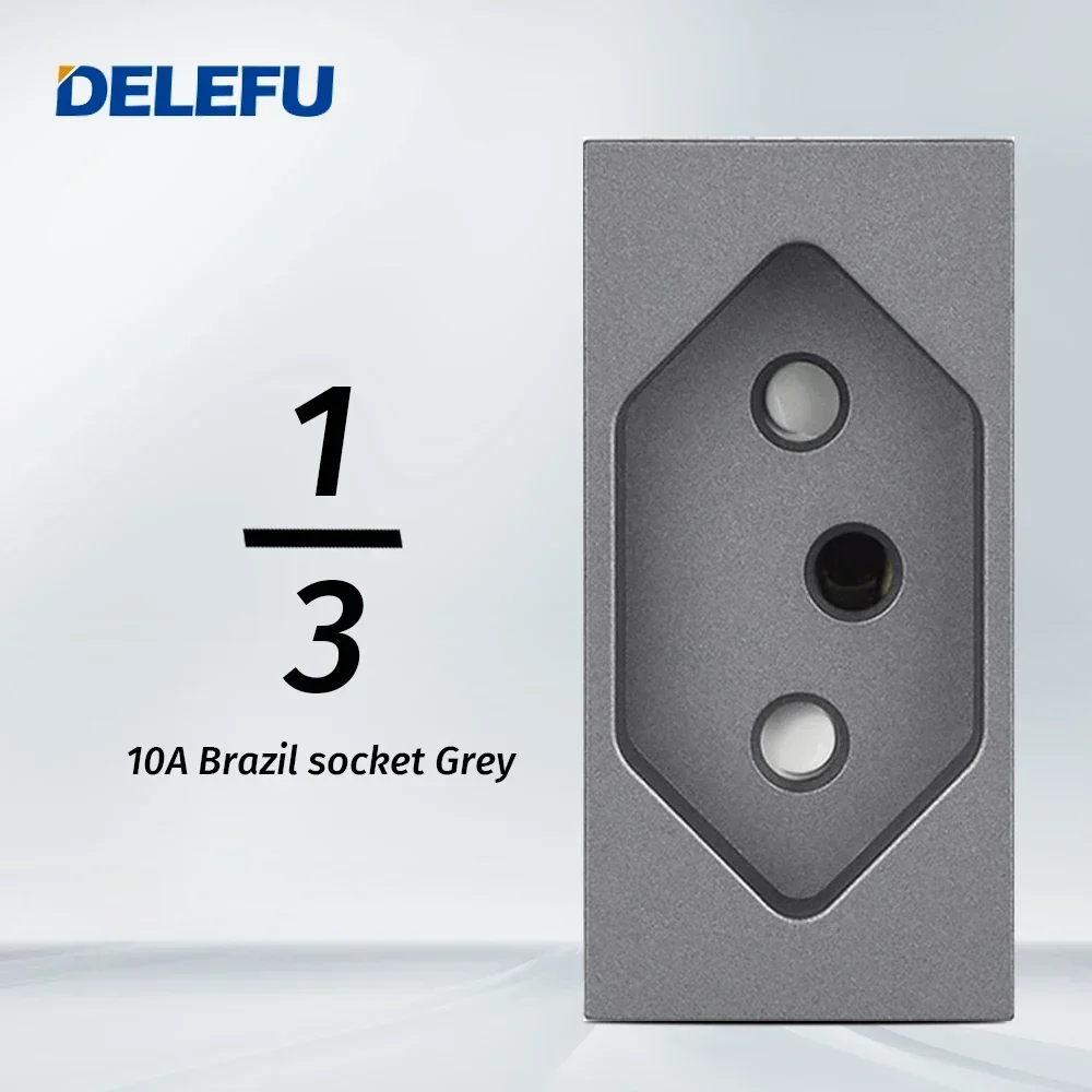 DELEFU-DIY Switch Socket, Brasil, Italiano, Chile, México, Função de Combinação Livre Padrão, USB Tipo C Key, 4*2, Cinza, 4*4, Carregamento Rápido