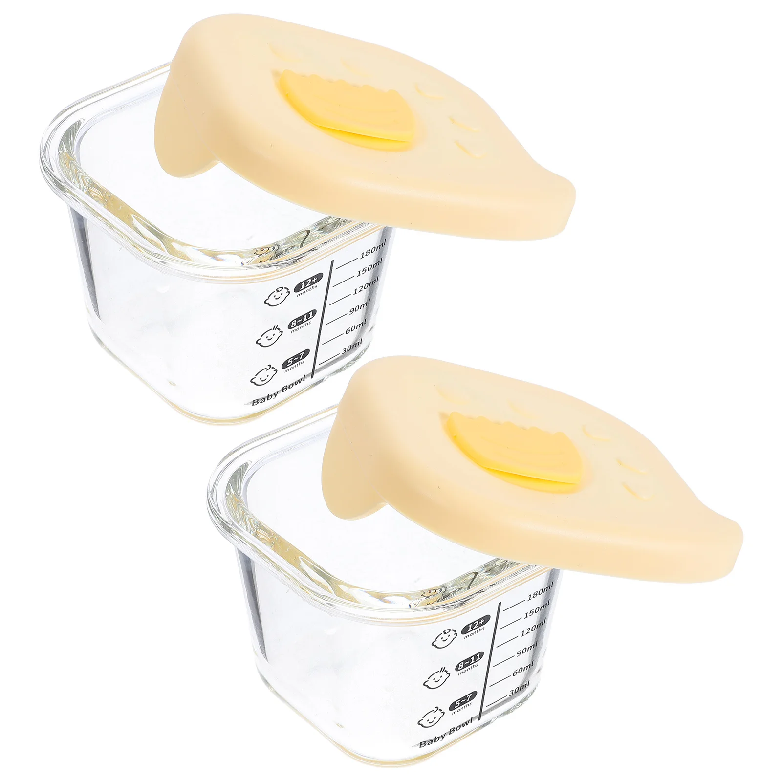

2Pcs Baby Food Storage Containers Thick Glass Bowls 230ml Leakproof Microwave Freezer Safe Baby Food Glass Jars
