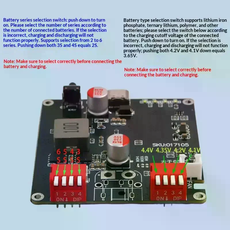 

140W 2-6S IP2366 Lithium Battery Charging Board Bidirectional Fast Charging Module With Automatic Temperature Control Function