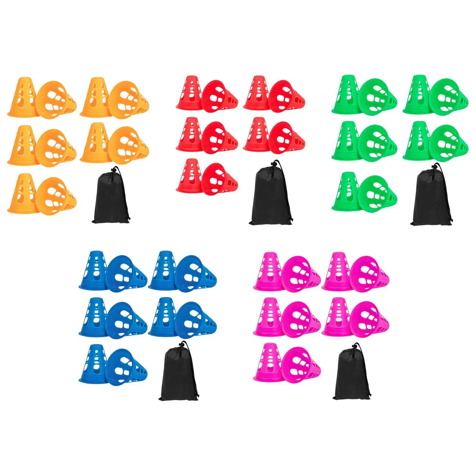 

10Pcs Skating Marker Cones Games Equipment Versatile Mini Agility Soccer Cones with Storage Bag for Club Outdoor Roller Skate