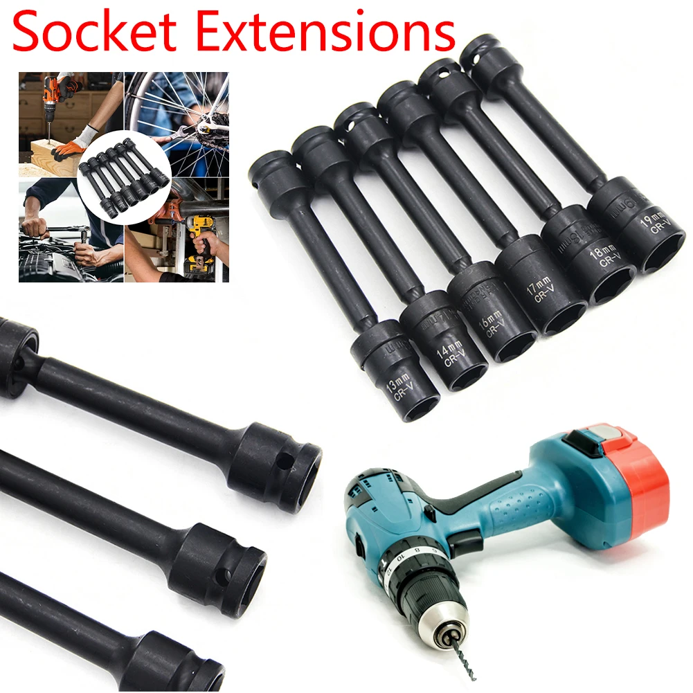 

7pcs 1/2in Drive Impact Extension Bar Sets 12mm/13mm/14mm/16mm/17mm/18mm/19mm Extension Bar Set Hardened Chrome Vanadium Steel