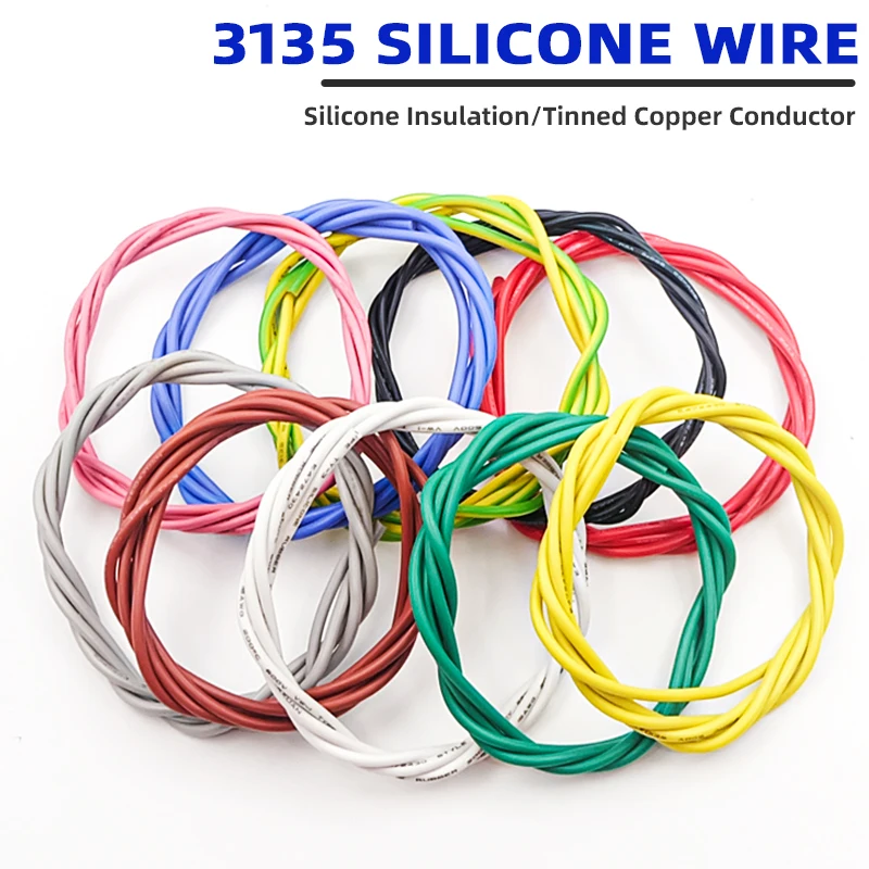 Soft Silicone Rubber Copper Wire Tinned Plated 30 28 26 22 18 AWG Insulated Flexible UL3135 DIY Electron LED Lamp Lighting Cable