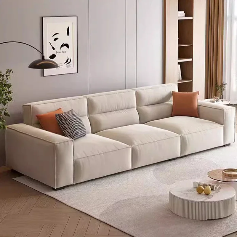 

Simple High-back Tofu Block Leather Sofa, New Style Living Room Fabric Sofa,