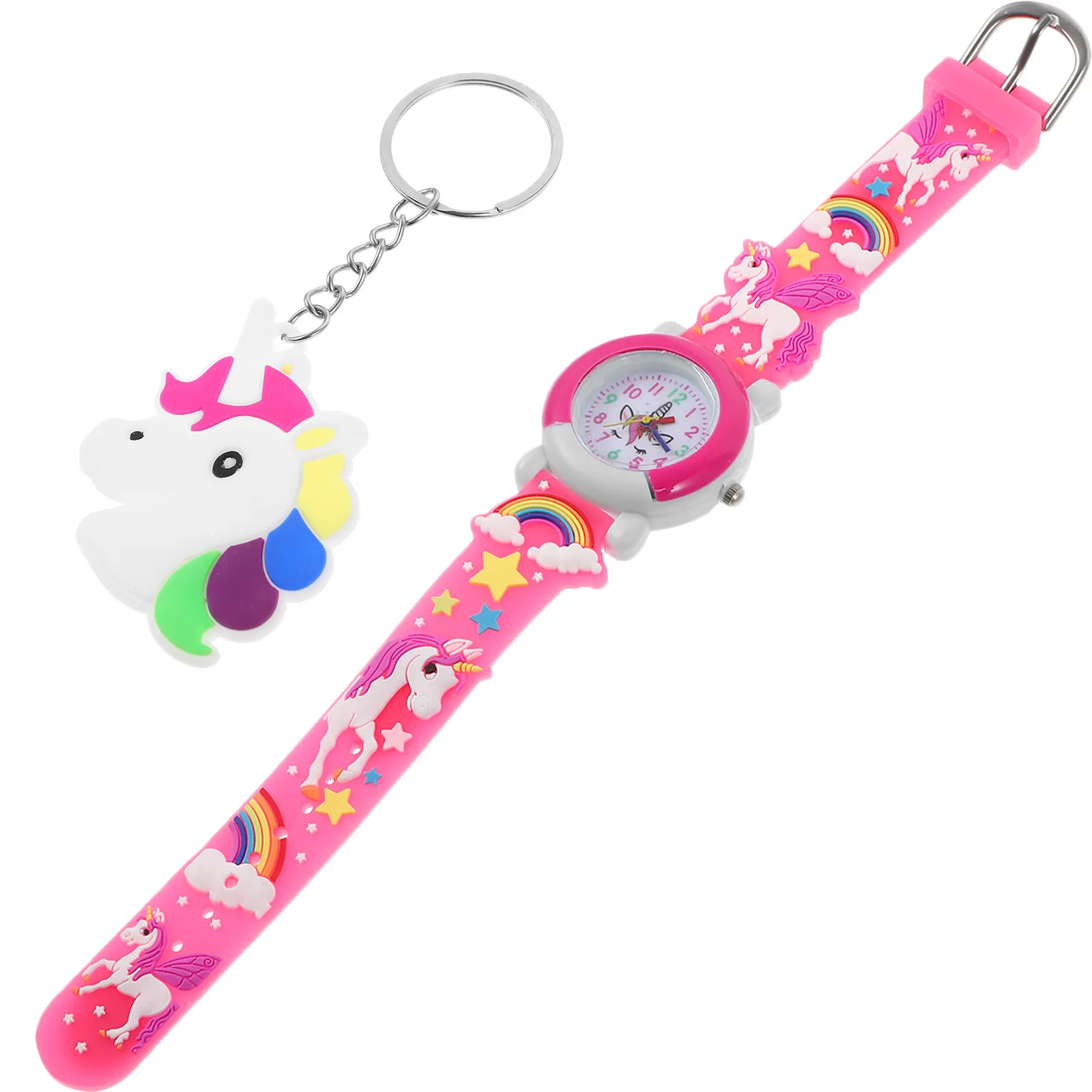 

Набор из 1-го комплекта часов с единорогом, милые мультяшные часы, легкие, безопасные, портативные, с отображением времени, для маленьких детей