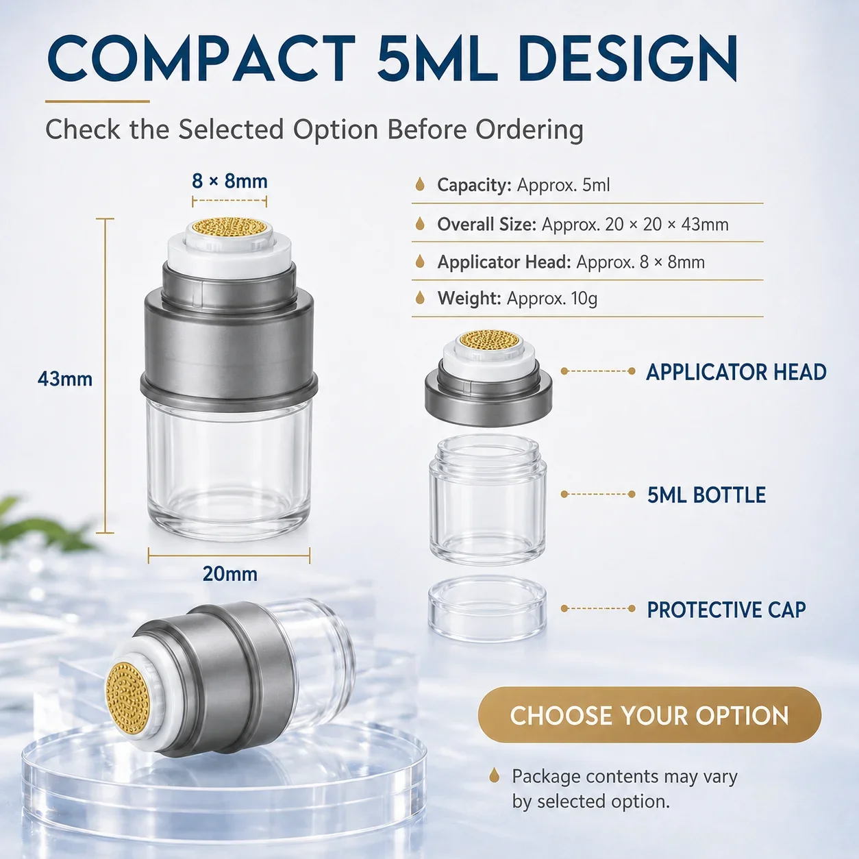 5ML 6D Microcrystal Serum Applicator Bottle Refillable Press Dispensing Skincare Essence Tool for Face Body Home Salon Travel - view 6