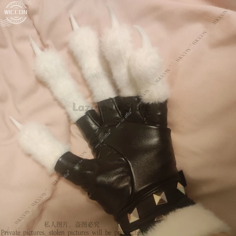 Furry Gloves Kig Fursuit Kigurumi Cosplay Plush Gloves Summer Gloves Claw Black White Multicolor Claw Cute Cool Furry Party Gift