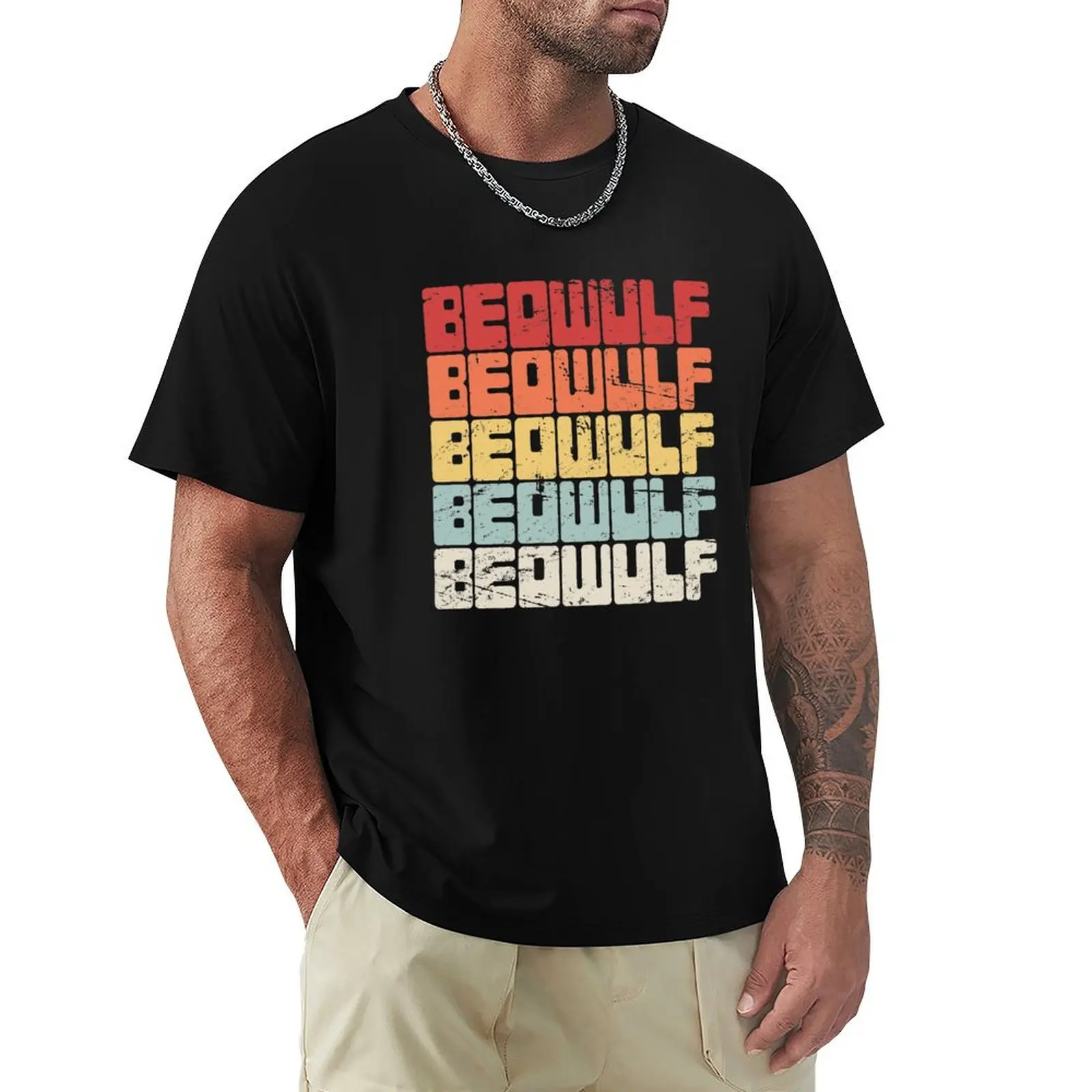 

Retro Anglo Saxon Medieval Beowulf T-Shirt Vintage Print Crew Neck Tee