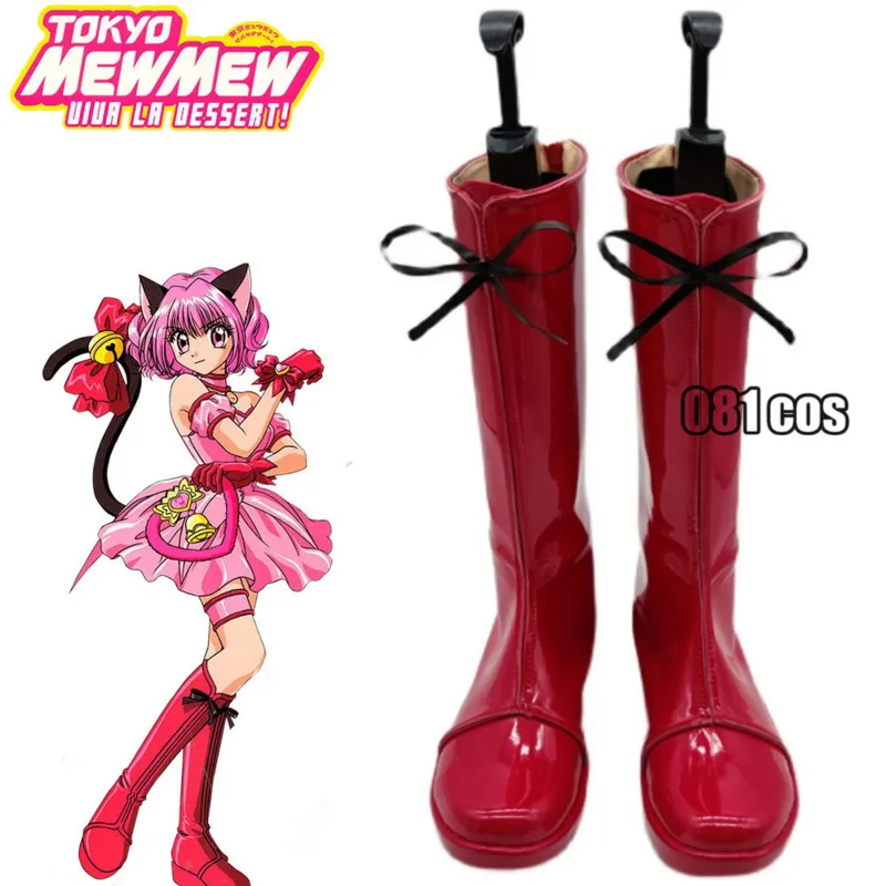 

Anime Tokyo Mew Mew Ichigo Momomiya Red Halloween Girls Long Cosplay Boots Shoes women Shoes Halloween party props