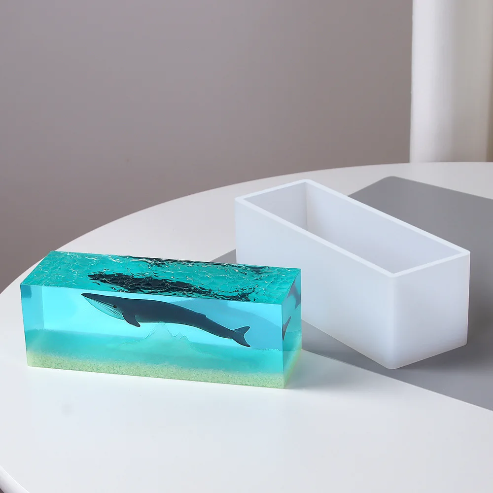 Moules rectangulaires en Silicone pour résine époxy, cubides avec Support en bois, moulage en profondeur pour la fabrication artisanale de bijoux, décoration de la maison