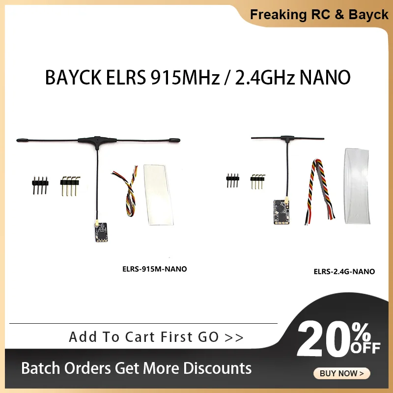 BAYCK ELRS 915MHz / 2.4GHz NANO ExpressLRS Receiver with T type Antenna Support Wifi upgrade for RC FPV Traversing Drones Parts