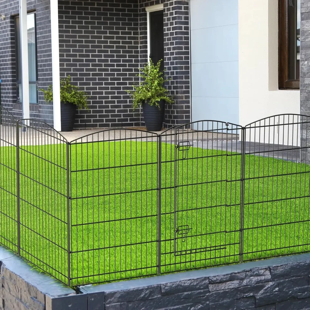 

Furniture Decorative Garden Fence 6 Panels 13ft Long 36in High Metal Animal Barrier Dog Rabbit Fence with Gate No Dig Rustproof