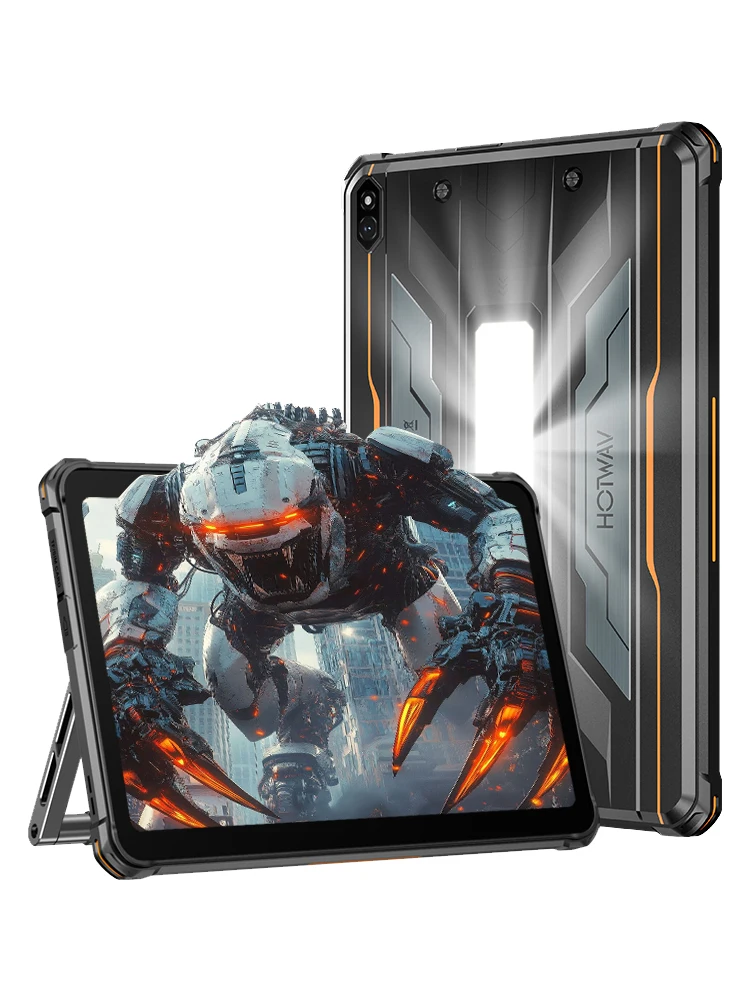 HOTWAV R7 Pro 10.1'' HD 120Hz Display 1080P Rugged Tablet 15600mAh Massive Battery 20W Fast Charging Android 16 Super Camping Light Pad 8GB RAM 256GB ROM 20MP + 5MP Camera Self-Developed AI Toolset Octa-core Tablet PC With Flexible Aluminum Stand