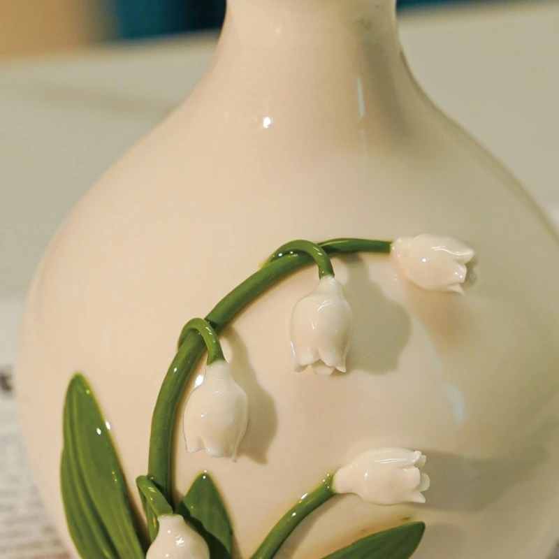 Sink Side Soap Pump Bottle with White Body and Flower Pattern for Bathroom Sink Use, Guest Bath Placement, and Hand Wash Bottle