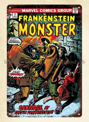 metal bathroom sign 1974 Frankenstein  comics metal tin sign