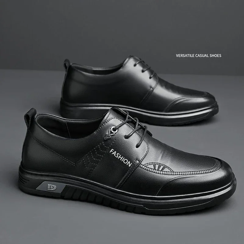 أحذية رجالية رسمية جديدة لامعة أحذية عمل الأعمال الخريف سميكة سوليد مريحة البريطانية عادية الرجال بولي أحذية أحذية من الجلد للرجال