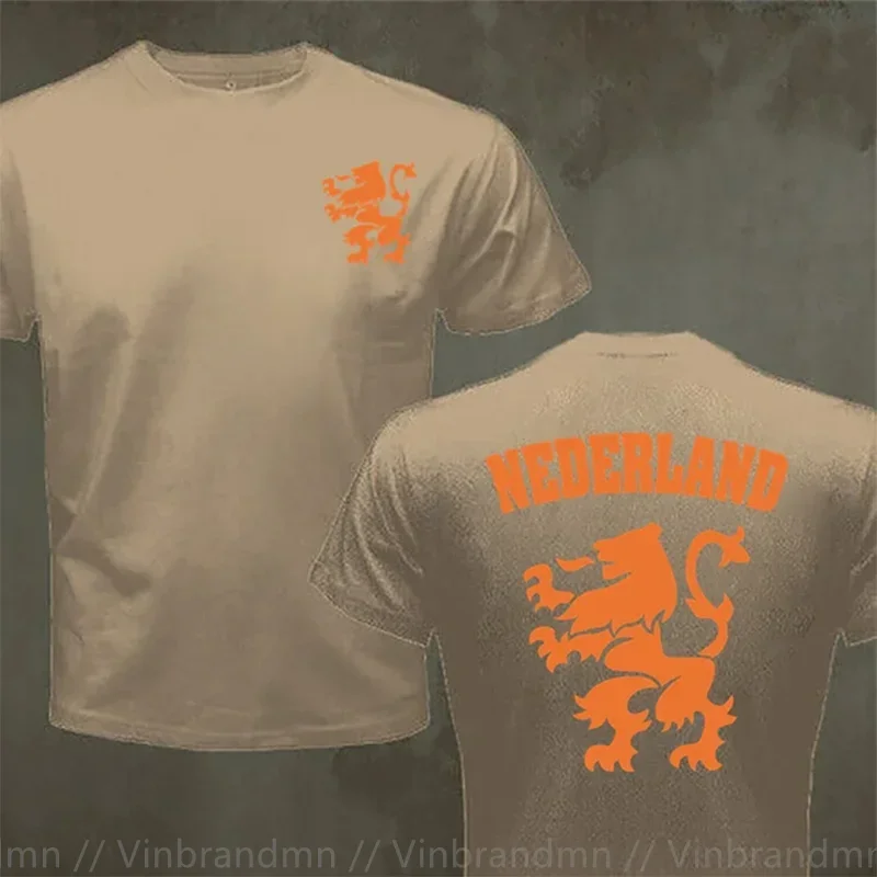 Nederland Nederland Nederland Oranje Nederlandse Leeuw Voetbal 100% Katoen Geek Familie Top Tee Nieuwe Mannen Zomer Tops Casuals T-shirts Hip Hop tops