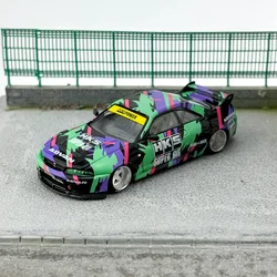 MINIGT&KAIDO House 1:64 Open cover Nissan Skyline GTR R33 HKS Theme painting alloy car model-Fast delivery