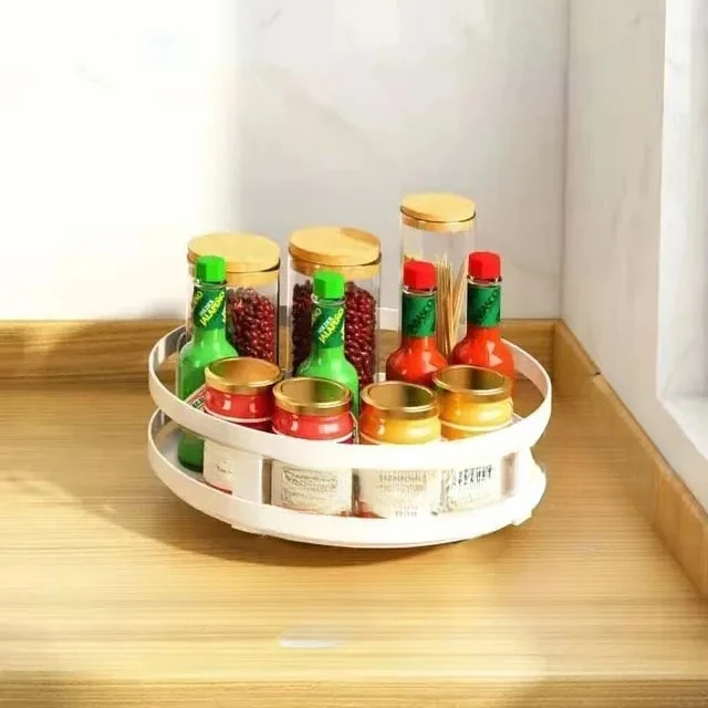 

Kitchen Organizer Spices Rack 360° Rotating Seasoning Holder Storage Tray Multipurpose Storage Rack For Kitchen Countertop