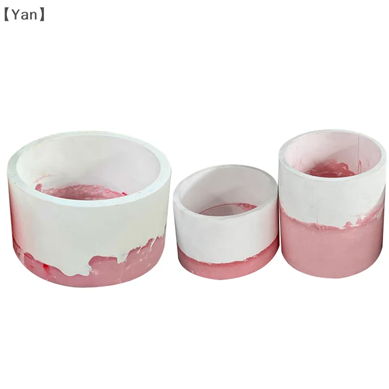 Cetakan beton pot bunga bulat-cetakan silikon untuk pot tanaman, pengecoran Resin kerajinan tangan, kotak penyimpanan pena, dan dekorasi rumah