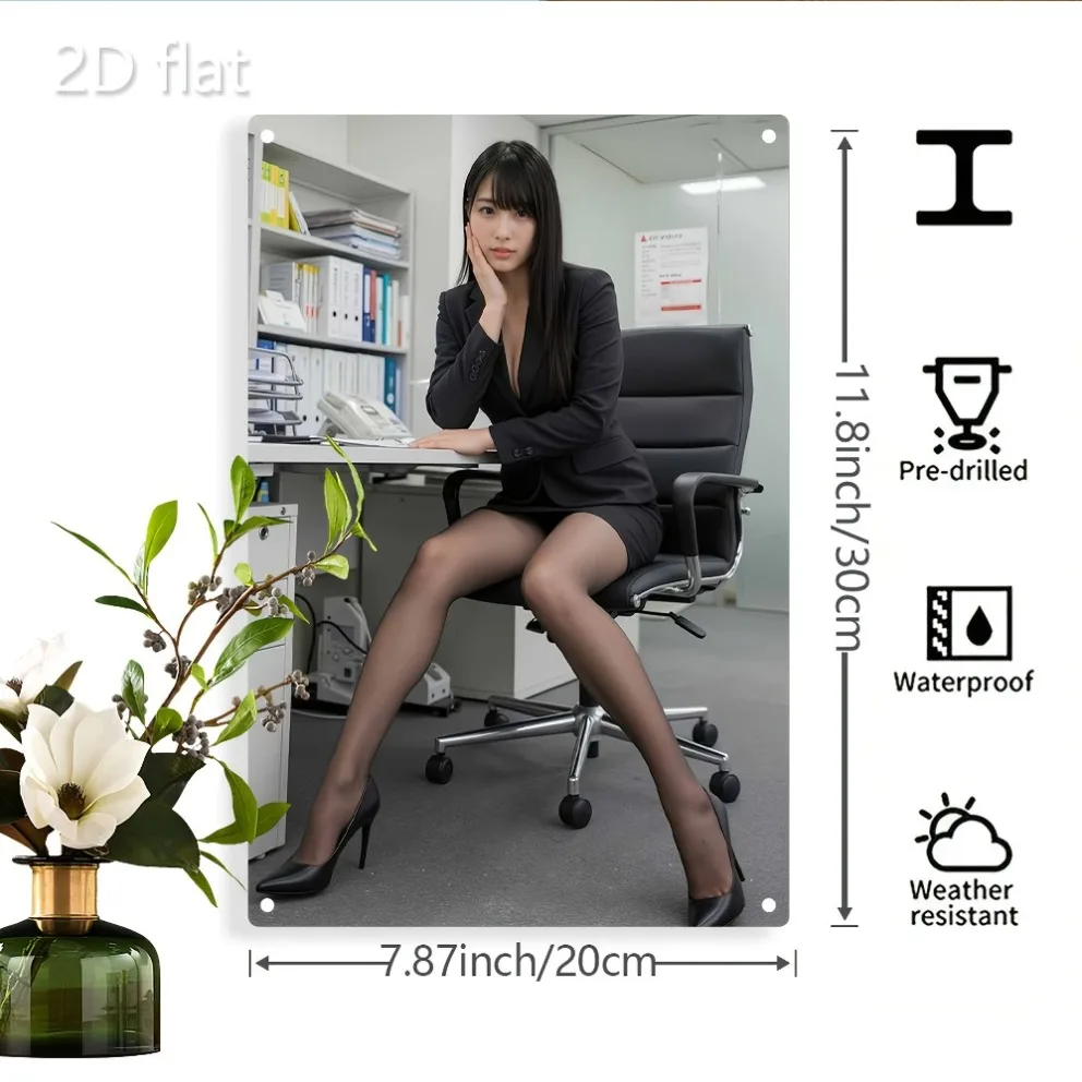 Professional Women Thinking 2D Metal Wall Art - Durable Iron Plate Weatherproof Indoor Outdoor Decor for Home Office Festival 19